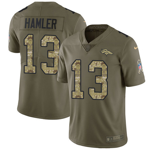 Nike Broncos #13 KJ Hamler Olive/Camo Youth Stitched NFL Limited 2017 Salute To Service Jersey